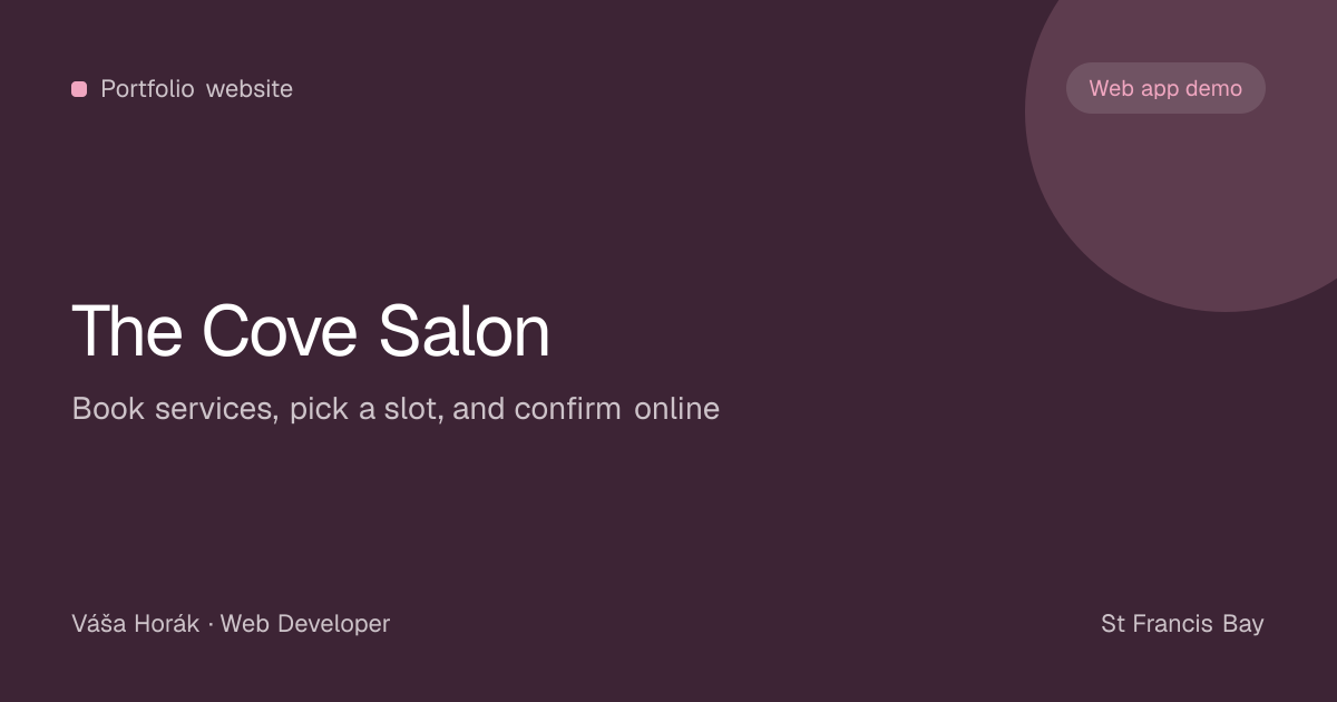 The Cove Salon bookings preview